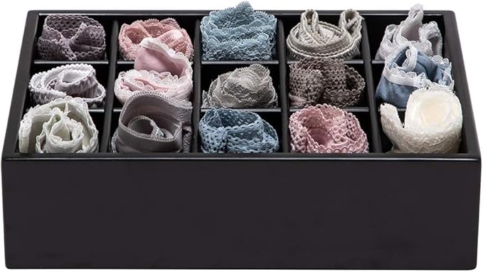 GOBAM Bamboo Closet Drawer Organizer, 15 Compartments