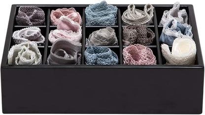 GOBAM Bamboo Closet Drawer Organizer, 15 Compartments