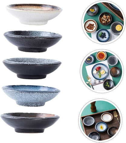5Pcs Ceramic Dipping Bowls Set Assorted Seasoning Dishes Condiment Plates for Appetizers Suitable for BBQ and Dinner Parties