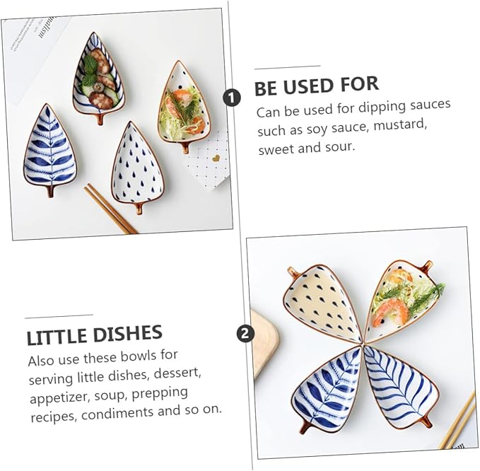 ABOOFAN 3pcs Ceramic Sauce Dipping Dishes for Seasonings Appetizers and Snacks Random Styles Smooth Texture Kitchen Serving Plates for Home and Restaurant Use