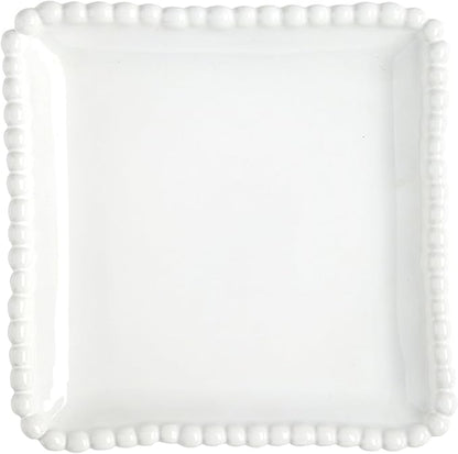 Santa Barbara Design Studio Appetizer Plate Set - 6" Ceramic Plates With Beaded Rim, 4-Count, White