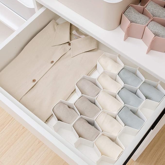 Poeland Drawer Divider Organizer Adjustable DIY Grid Honeycomb Drawer Divider