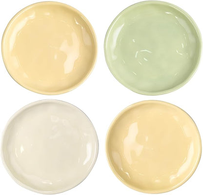 6 Inch Ceramic Appetizer Plates, Small Dinner Plates for Portion Control, Multi-Use for Desserts, Salads, Snacks, Microwave & Dishwasher Safe (4)