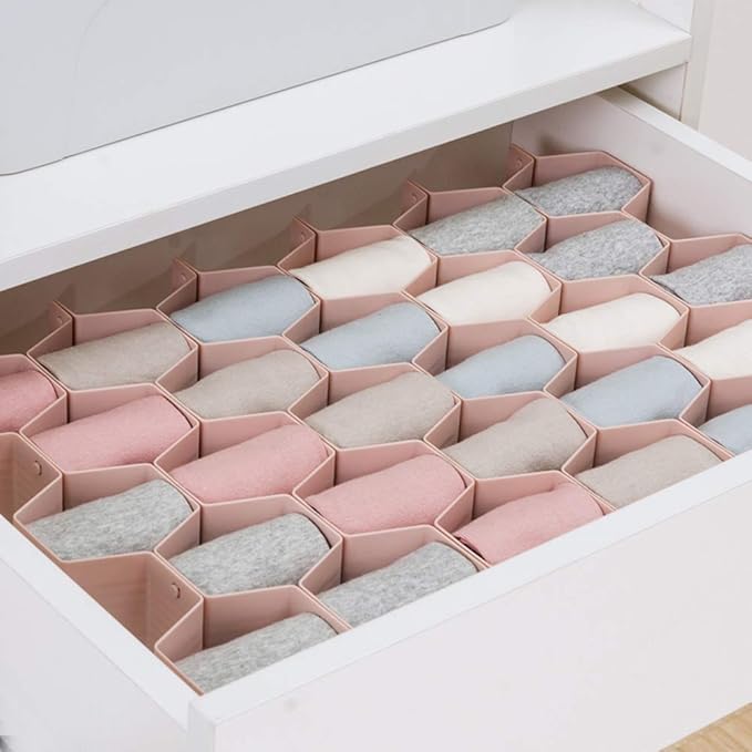 Poeland Drawer Divider Organizer Adjustable DIY Grid Honeycomb Drawer Divider