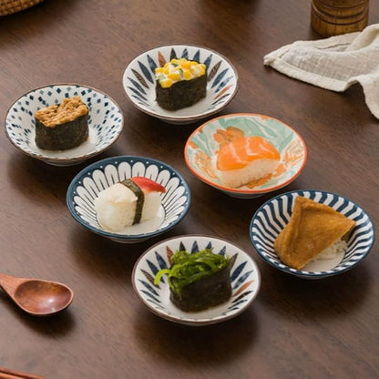 4 Pack 3 oz Small Ceramic Side Dish Japanese Dipping Sauce Dish Soy Sauce Dish Cute Mini Bowls for Sushi,Dipping,Ketchup,Condiment,Snack,BBQ Party
