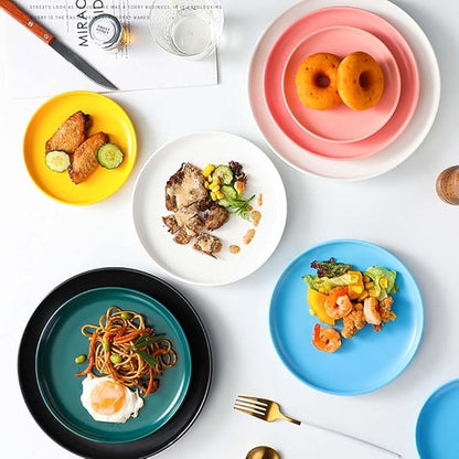 Ceramic Dessert Plates Set of 2,Mini 6 inch Porcelain Round Salad Plates,Serving Appetizer Plates,White Small Plates Dishes Dinner Plates,Food Dinnerware for Kitchen