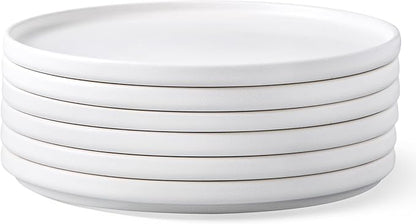 AmorArc Stoneware Dinner Plates Set of 6, 10.5 Inch Reactive Matte Glaze Ceramic Plates Set, Modern Dinnerware Dish set for Kitchen,Microwave, Dishwasher Safe, Scratch Resistant,Matte White