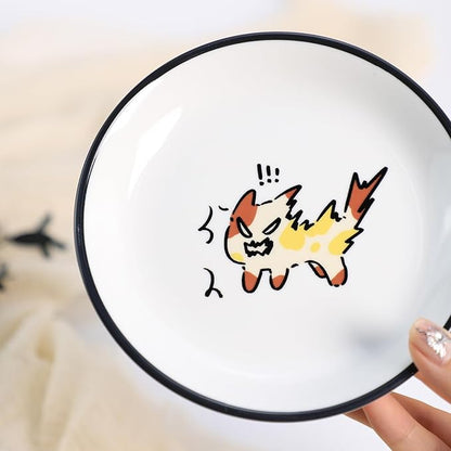 SOCOSY Super Cute Cartoon Animal Ceramic Sauce Dishes, Seasoning Dishes, Little Cat Dog Bird Feeding Bowls, Sushi Soy Dipping Bowls, Appetizer Plates, Dessert Plates, Set of 6-Cats-5 Inch
