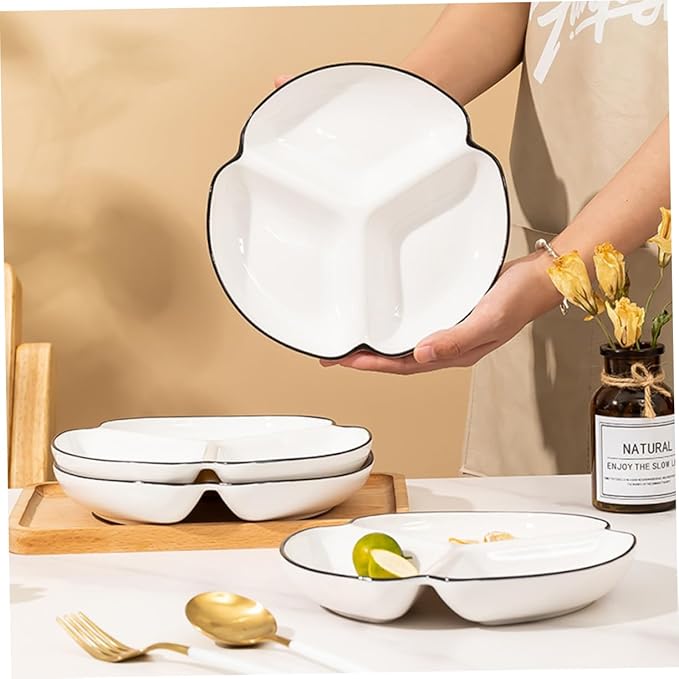 VOSAREA Divided Dinner Plate Ceramic Plate Portion Control Dinnerware for Salad Dessert Dish Adult Decorative Home Tableware