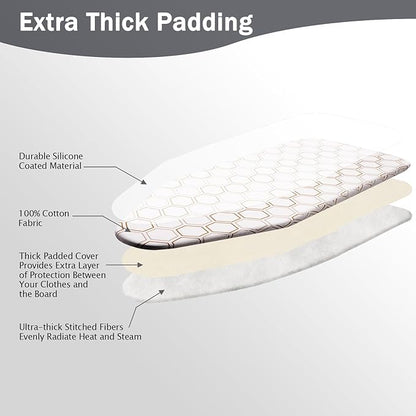 SheeChung Ironing Board Cover and Pad 15"x49", Cotton Cover and Thick Padding