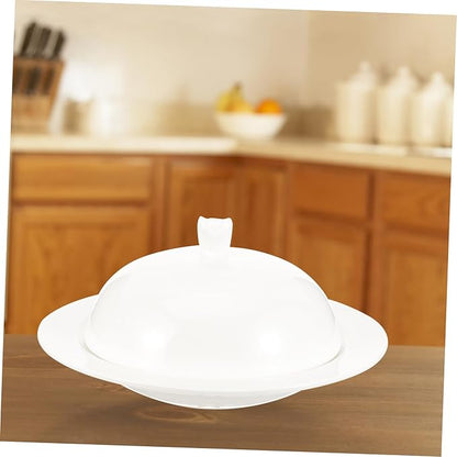 Healifty Elegant Ceramic Serving Platter Lid Modern Steak Plate Decorative Dinner Plate for Appetizers and Salads Microwave and Oven Safe for Dining and Entertaining