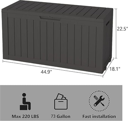 Outdoor Storage Box, Resin Deck Boxes Indoor and outdoor, Waterproof Storage Box Lockable Lid (Black, 80 Gallon)