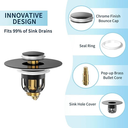 Universal Bathroom Sink Stopper, Pop Up Sink Stopper