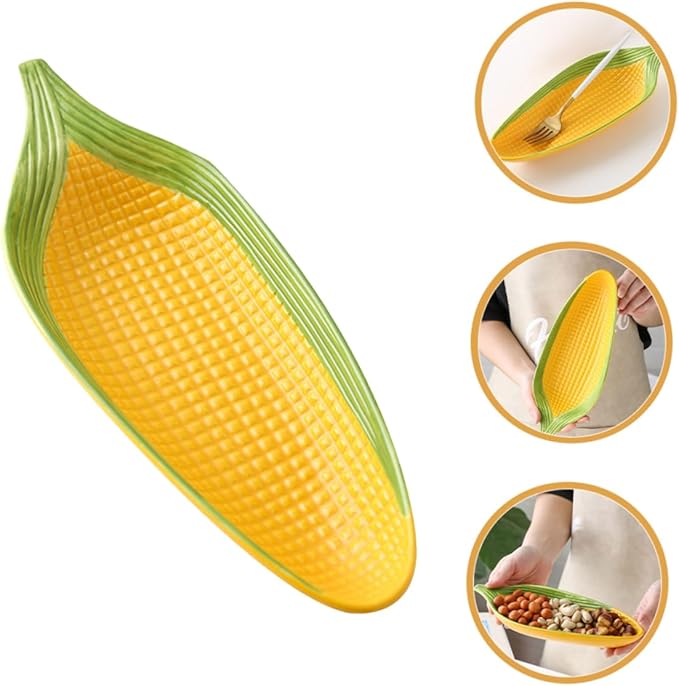 Ceramic Corn Trays Handpainted Appetizer Plates for Serving Corn The Cob for Family Meals and Dinner Parties Dinnerware for Fruits and Snacks