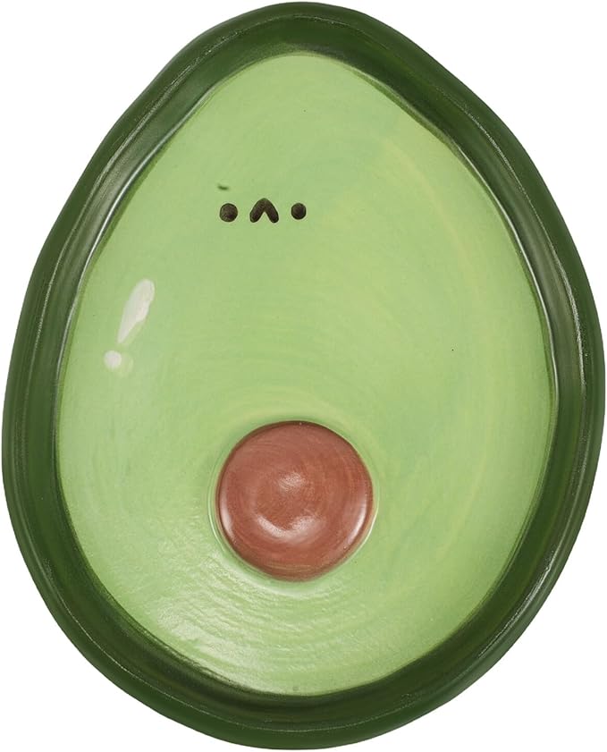 Veemoon Cute Avocado-shaped Ceramic Plate 4-inch Hand-painted Fruit Dish Reusable Appetizer Tray for Serving Snacks and Dipping Sauces at Home Or Parties