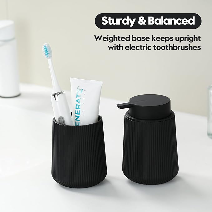 Black Striped Toothbrush Holder