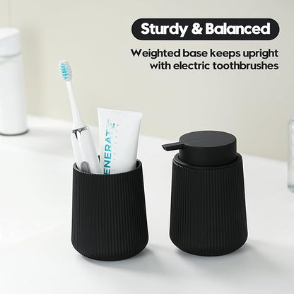 Black Striped Toothbrush Holder