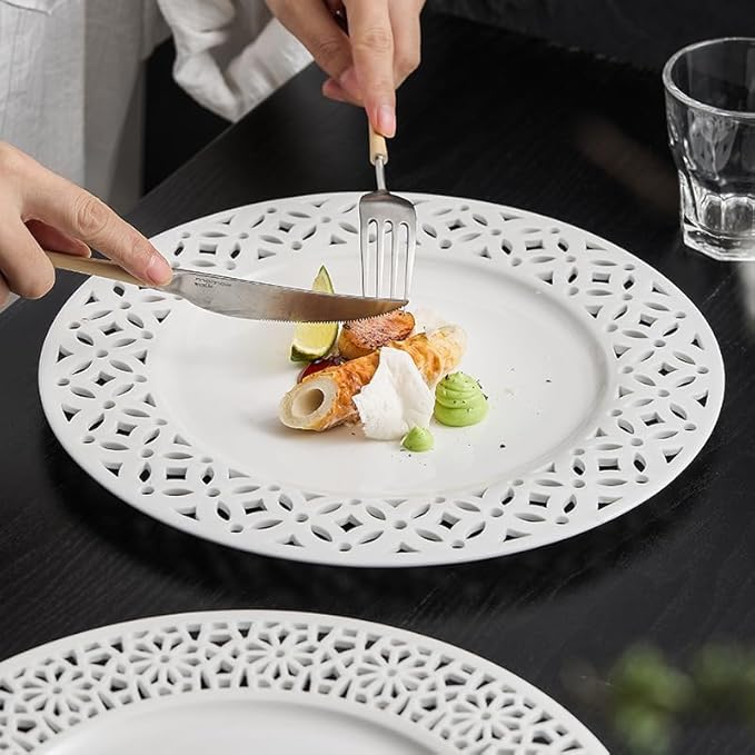 Appetizer Plates Ceramic Flat Plate Plate Dish Plate Hotel Restaurant Steak Western Plate Breakfast Plate Tableware Cheap Plates(B)