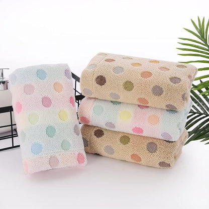 Pidada Hand Towels Set of 4 Colorful Polka Dot Pattern 100% Cotton Soft