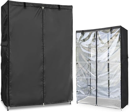 Waterproof Shelf Cover,Outdoor 600D Heavy Duty Dustproof Storage Shelves Cover,36''x14''x72'' Shelf Covers for Wire Shelving with Zippers,Storage Rack Covers with Clear Front