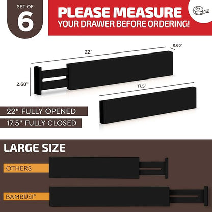 6 Pack Bamboo Drawer Dividers