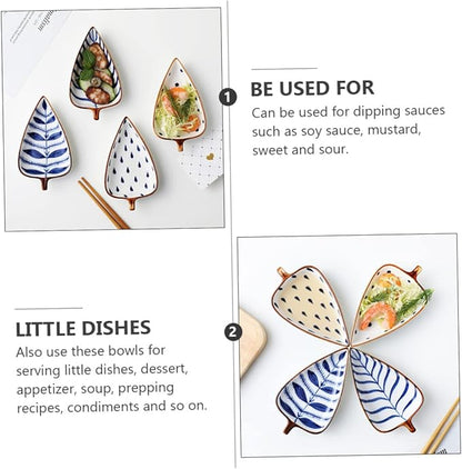 3Pcs Ceramic Sauce Dish Random Style Kitchen Appetizer Plates for Dipping Sauces Spices Snacks and Appetizers Slip Design for Parties