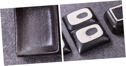 PRETYZOOM 2pcs Retro Square Ceramic Sauce Dishes Food Dipping Bowls 3 Grids Snack Plates for Appetizers and Seasoning for Home Use