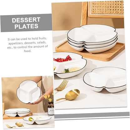VOSAREA Divided Dinner Plate Ceramic Plate Portion Control Dinnerware for Salad Dessert Dish Adult Decorative Home Tableware
