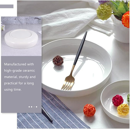 ARTIBETTER Ceramic Shallow Food Serving Plate 21cm Bright White Steamed Food and Pasta Storage Dish for Western Cuisine Breakfast and Appetizers