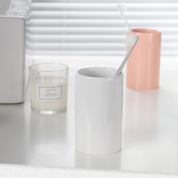 White Toothbrush and Toothpaste Holder, Ceramic Electric Toothbrush Holders