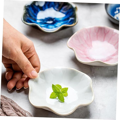 Garneck 3pcs Ceramic Condiment Plates for Sauces and Seasonings for Dipping Sushi and Appetizers Unique Design for Home and Restaurant Use