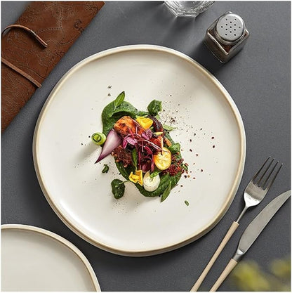 Dining Plate, Simple Ceramic Dinner Plates Round Pasta Steak Plate Restaurant Solid Color Creative Tableware Snack Dessert Tray Cooking Dishes,Kitchen Plates，One Color 8 inch