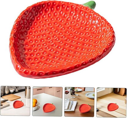 Strawberry Ceramic Appetizer Plate Snack Dish for Outdoor Dining Travel Family Gatherings Easy Clean Sauce Dish Charming Design for Desserts Sushi
