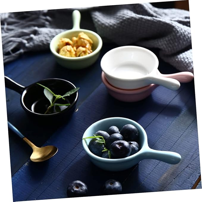 Unique Handle Ceramic Sauce Dishes Snack Plates Seasoning Bowls White for Restaurants Homes