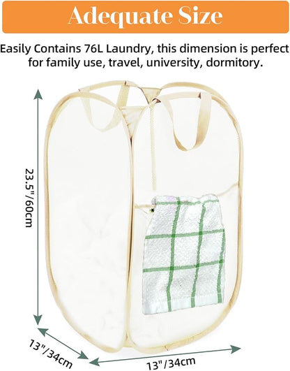 Durable Collapsible Laundry Baskets- Reinforced Mesh Pop Up Laundry Hamper