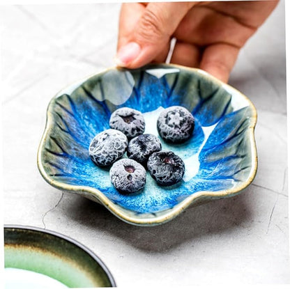 Garneck 3pcs Ceramic Condiment Plates for Sauces and Seasonings for Dipping Sushi and Appetizers Unique Design for Home and Restaurant Use