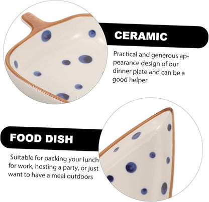 PRETYZOOM Hand-painted Leaf Dish Small Ceramic Plate for Condiments Salads and Appetizers