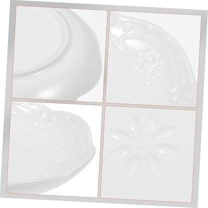 2sets Elegant Ceramic Dipping Sauce Bowls Embossed Seasoning Dish for Appetizers for Soy Sauce Oil and Condiments for Tea and Dinner Parties 2pcs*2