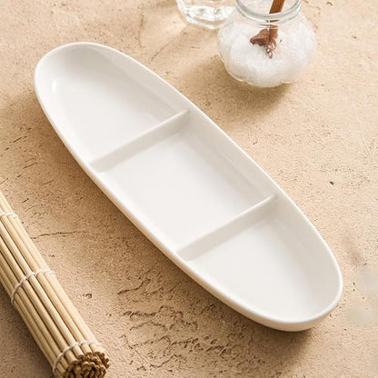 Appetizer Plates Ceramic Grid Plate Vegetable Plate Sushi Plate Snack Dessert Dessert Plate Three Grid Seasoning Plate Cheap Plates