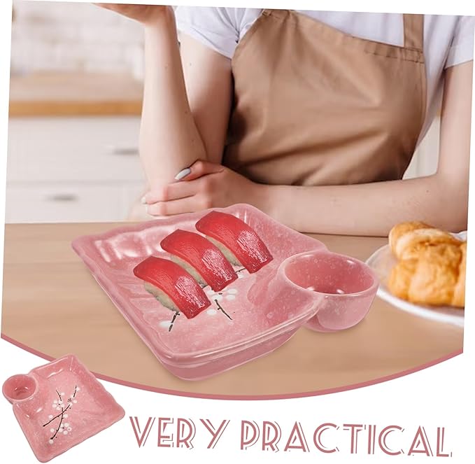 Healifty Ceramics Sauce Dish Pink Dipping Bowl Appetizer Plates for Home Restaurants Catering Easy to Clean Heat and Acid Resistant Condiment Serving Dish