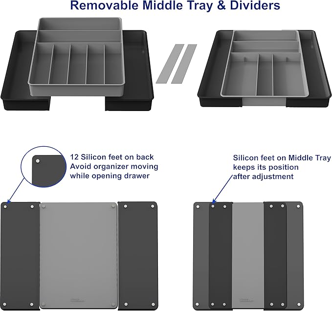 Simple Houseware Expandable Kitchen Drawer Flatware Organizer