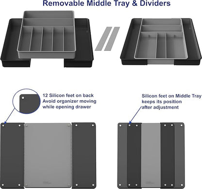 Simple Houseware Expandable Kitchen Drawer Flatware Organizer