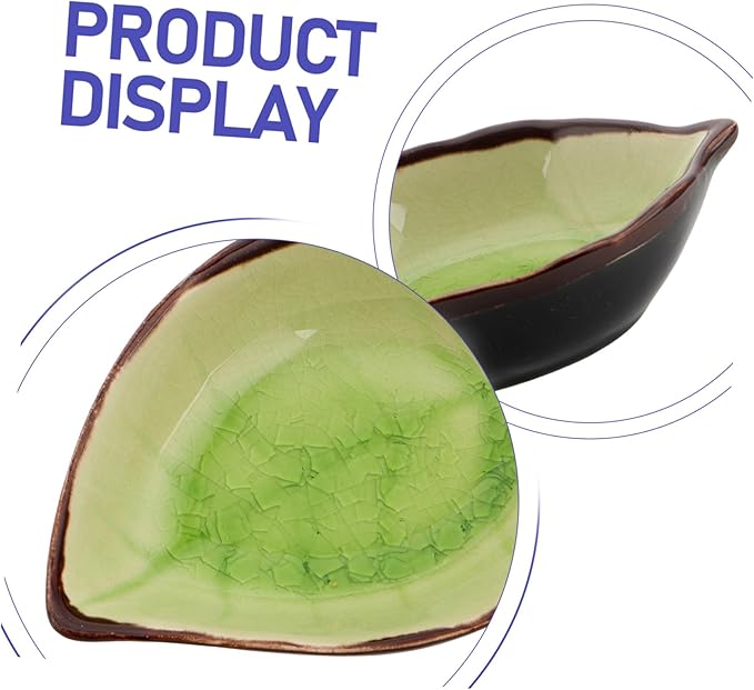 4pcs Ceramic Plate Leaf Shape Appetizer Plates Snack Condiment Bowl Seasoning Bowl Saucer