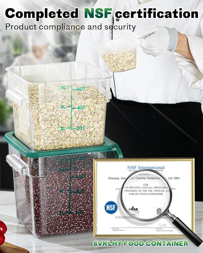8QT Clear Food Storage Containers: 2 PCS NSF Food Storage Containers
