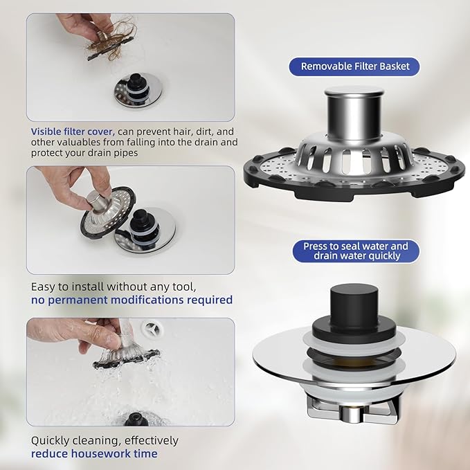 Metal 2 Pack Bathtub Drain Stopper