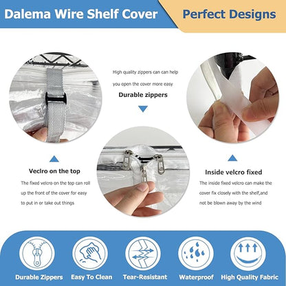 Waterproof Shelf Cover,Durable Dustproof Storage Wire Rack Covers,Outdoor Shelving Covers for Wire Shelves with Zipper 60''x24''x72'',Clear
