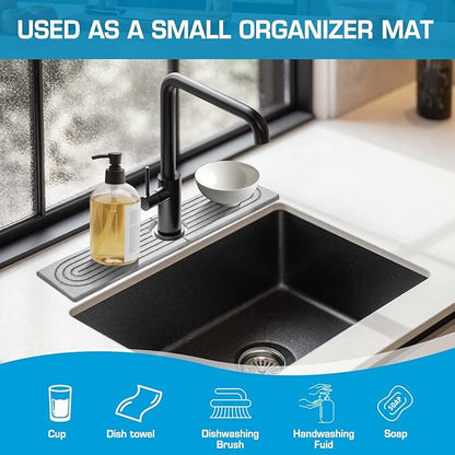 Faucet Mat for Kitchen Sink, Diatomite Quick Drying Tray, Long 23.6'' Kitchen