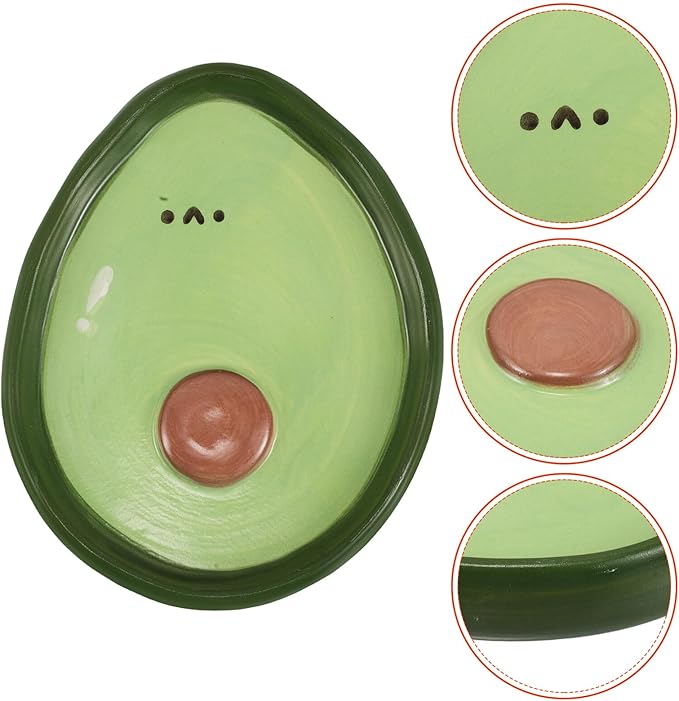 Veemoon Creative Avocado-shaped Ceramic Appetizer Plate 4-inch Hand-painted Porcelain Snack Tray for Fruits, Dumplings, and Salad Serving at Home