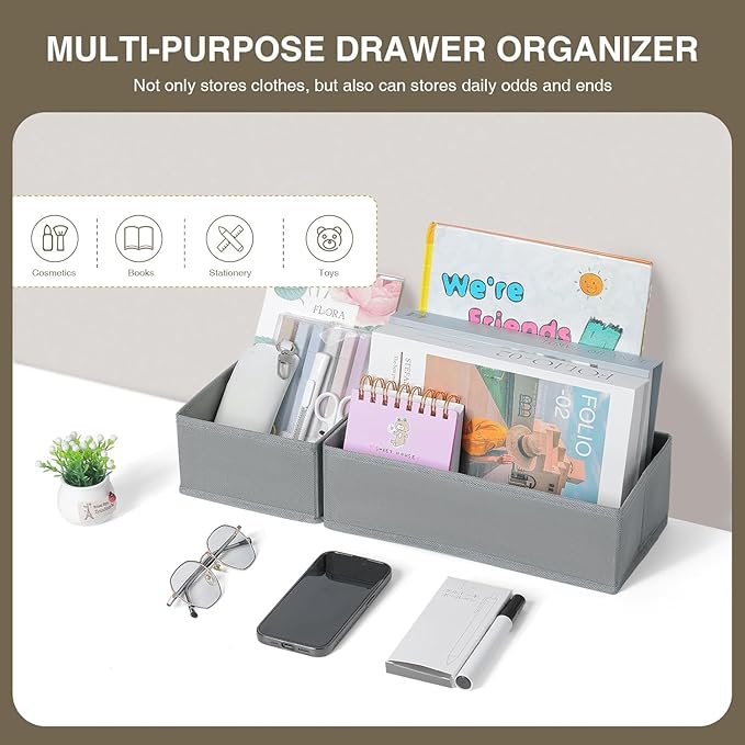 DIMJ Drawer Organizer Clothes Set of 8, Foldable Closet Drawer Bins, Underwear