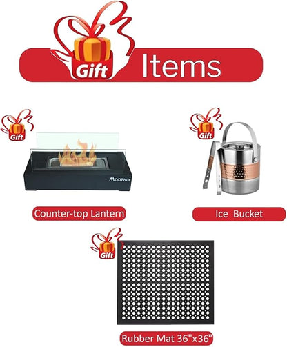 Elementi+ | Bundle Capertee Gas Fire Pit Cast Concrete 40" Square Fire Table, Outdoor Fire Pit Electronic Ignition | Canvas Cover, Fire Glass and Burner Lid Included | Light Gray | Propane Gas